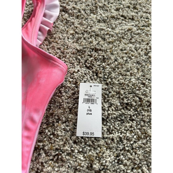 NEW Gap Kids size L / 10 PLUS Girls SWIMSUIT One-Piece Ruffle Pink Tie-Dye A24 - Picture 2 of 3